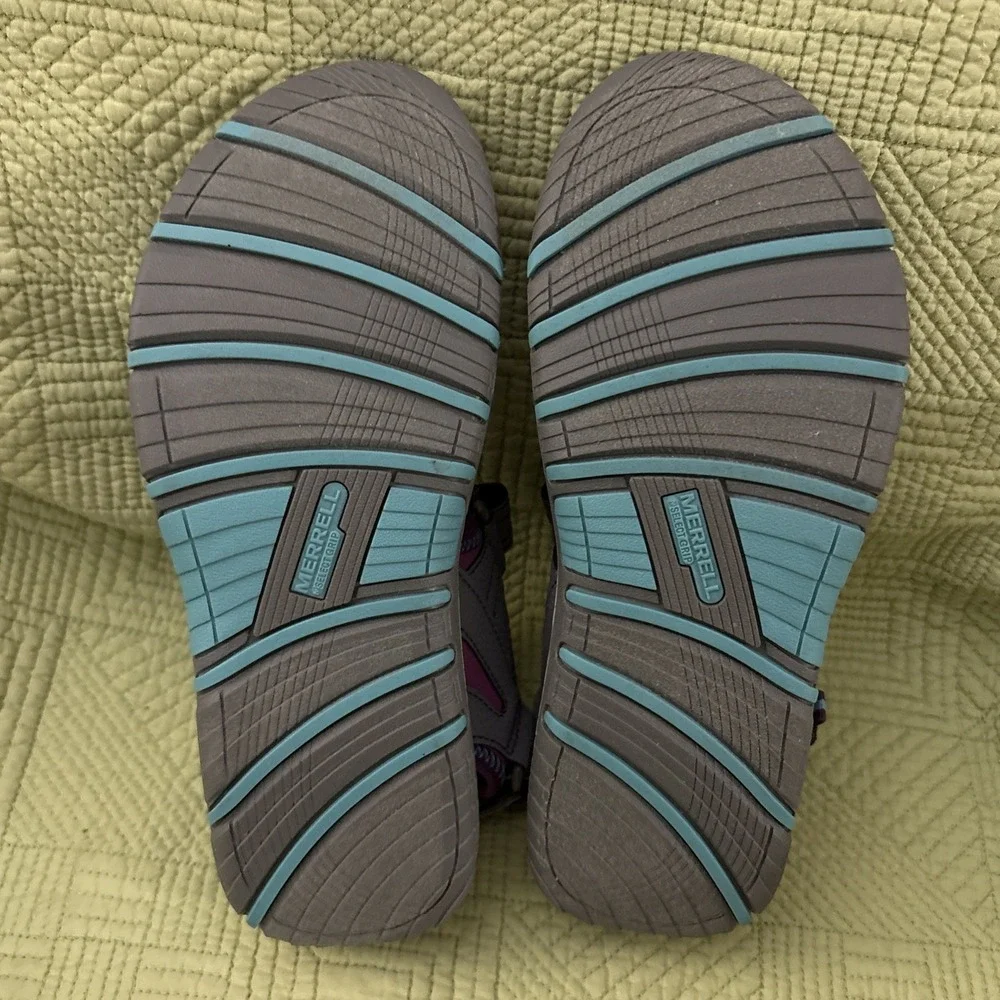 Merrell Girls Sz 5 Hiking Water Sandals Camp Lake Nature Beach Purple/Gray NEW